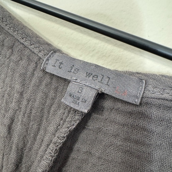 It Is Well Organic Gauze Short Sleeve Top Size Small Lagenlook Made In USA - Picture 4 of 11